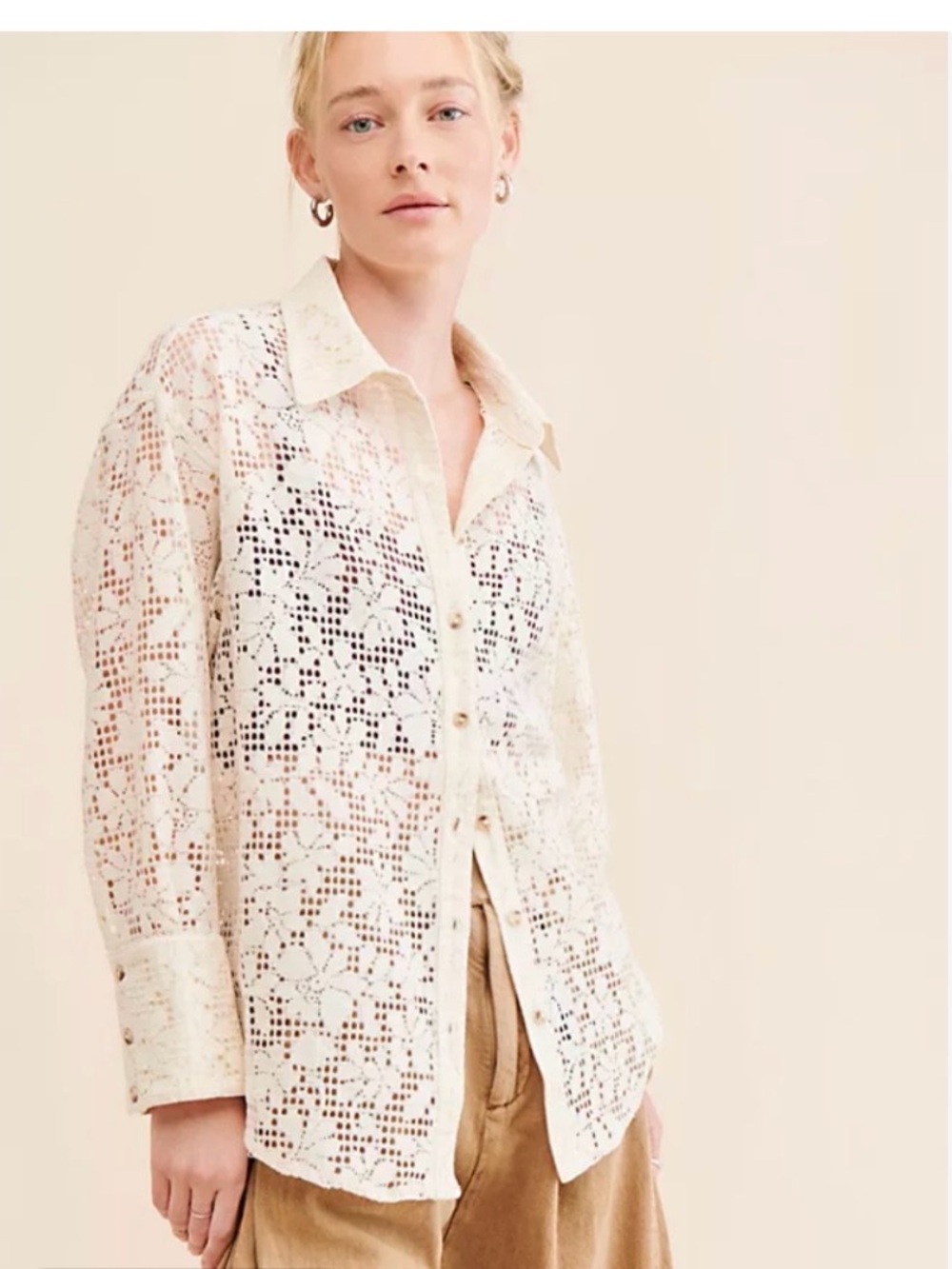 Free People In Your Dreams Lace Button Down in EUC